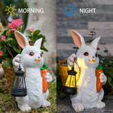 Cute Rabbit Solar Flowerpot Light – Outdoor Garden & Courtyard Resin Planter Decoration
