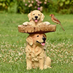 Creative Resin Puppy and Bird Figurine – Decorative Ornament for Garden and Courtyard