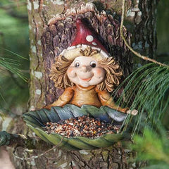 Elf Baby Resin Hanging Figurine – Decorative Leaf Ornament for Garden, Courtyard, and Tree