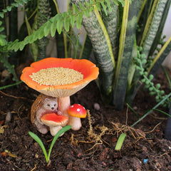 Creative Hedgehog and Mushroom Resin Figurine – Decorative Ornament for Garden and Courtyard