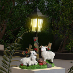 Simulation Sheep & Cow Resin Solar Light – Outdoor Garden & Courtyard Decoration