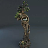 Forest Goddess Resin Statue with Bird - Mystical Nature Sculpture for Garden & Desktop Decor