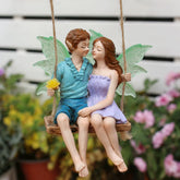Creative Flower Fairy Couple Garden Ornaments – Resin Outdoor Decorations for Courtyard and Balcony