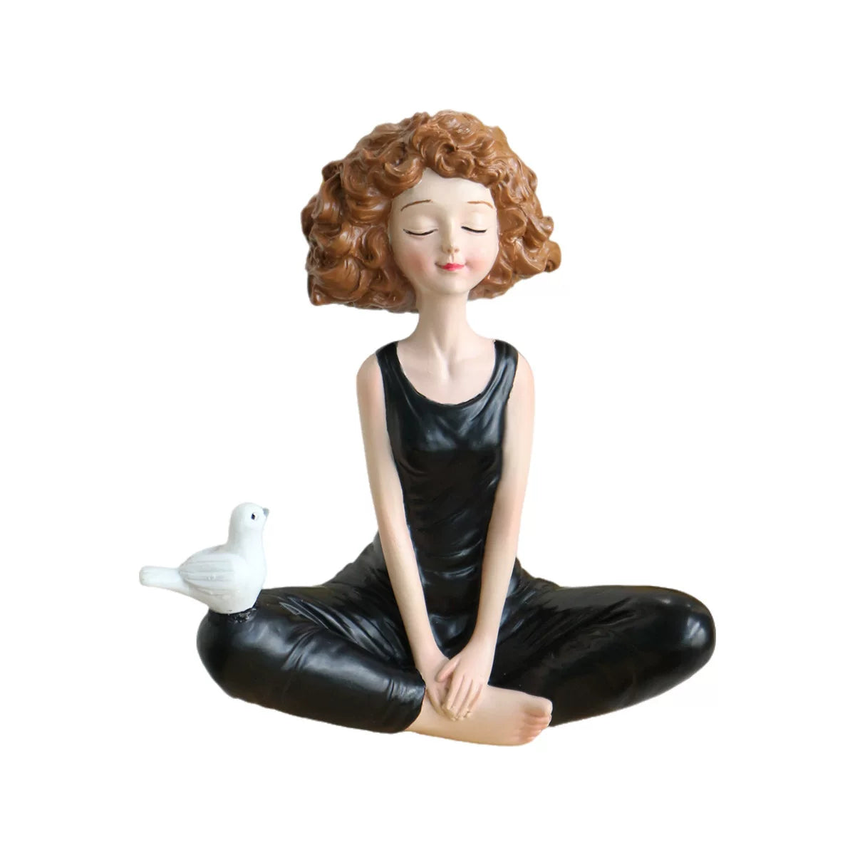 Black Yoga Pose Resin Figurine – Decorative Desktop Ornament for Home and Garden