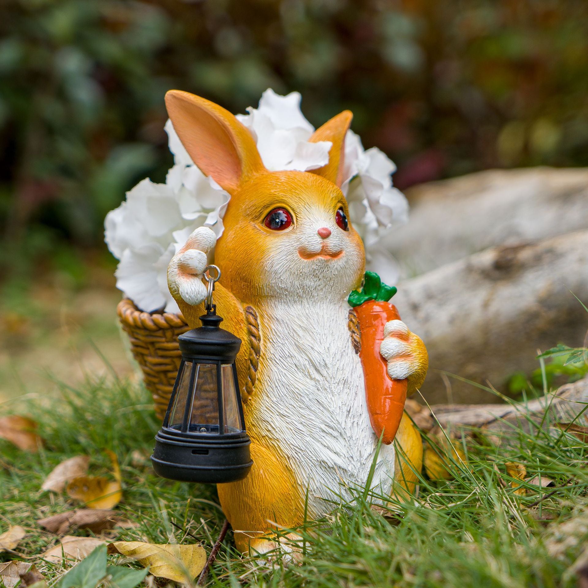 Cute Rabbit Flowerpot with Solar Light – Garden, Outdoor & Courtyard Resin Decoration