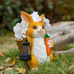 Cute Rabbit Flowerpot with Solar Light – Garden, Outdoor & Courtyard Resin Decoration