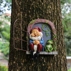 Sleeping Dwarf Tree Pendant – Resin Ornament for Garden and Micro Landscape