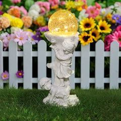 European-Style Sandstone Flower Pots – Outdoor Floor-Standing Vases with Angel Sculpture Decoration
