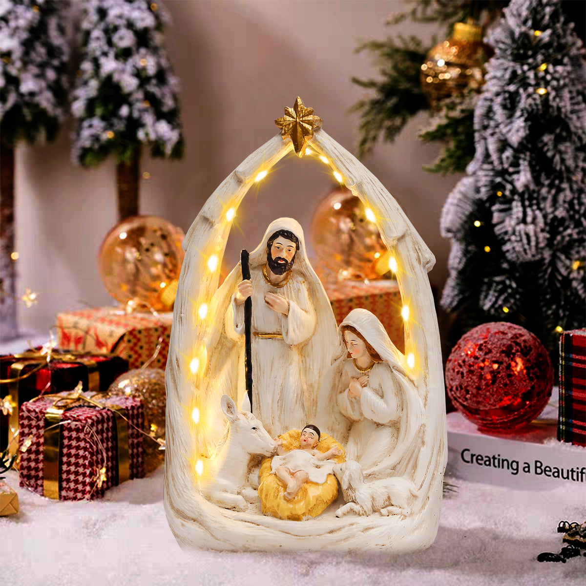 Ceramic Cartoon Manger Ornament – Christmas Table & Home Decoration