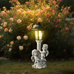 European-Style Roman Column Angel Resin Solar Light – Outdoor Garden & Porch Decoration