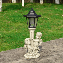 European-Style Roman Column Angel Resin Solar Light – Outdoor Garden & Porch Decoration