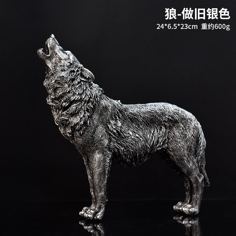 American Rustic Wolf Resin Sculpture – Home, Living Room & Wine Cabinet Decoration