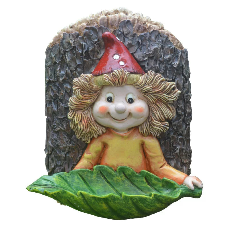 Elf Baby Resin Hanging Figurine – Decorative Leaf Ornament for Garden, Courtyard, and Tree