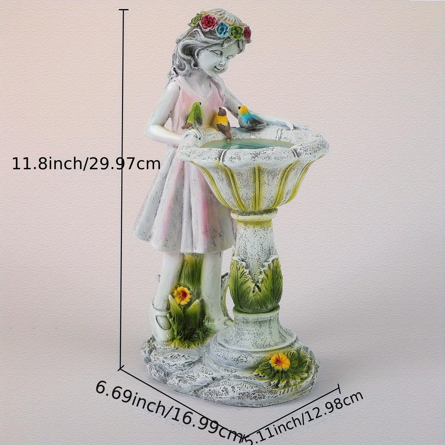 Outdoor Fairy Bird Feeder with Solar LED Light – Garden, Lawn & Porch Resin Decoration