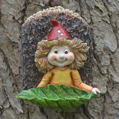 Elf Baby Resin Hanging Figurine – Decorative Leaf Ornament for Garden, Courtyard, and Tree