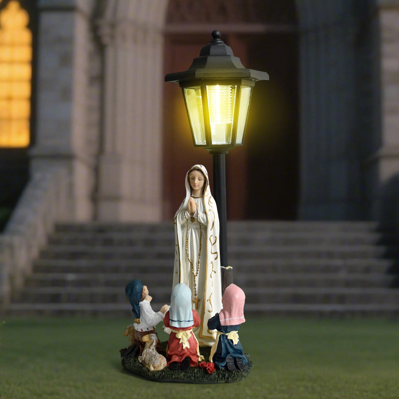 Prayer Figure Resin Solar Light – Outdoor Garden & Courtyard Decoration