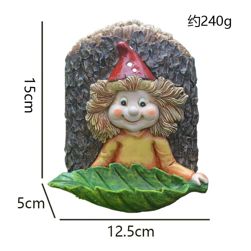 Elf Baby Resin Hanging Figurine – Decorative Leaf Ornament for Garden, Courtyard, and Tree