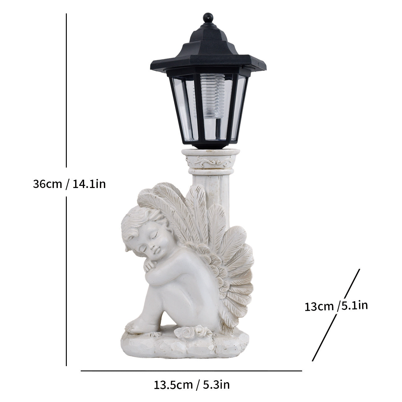 European-Style Roman Column Angel Resin Solar Light – Outdoor Garden & Porch Decoration