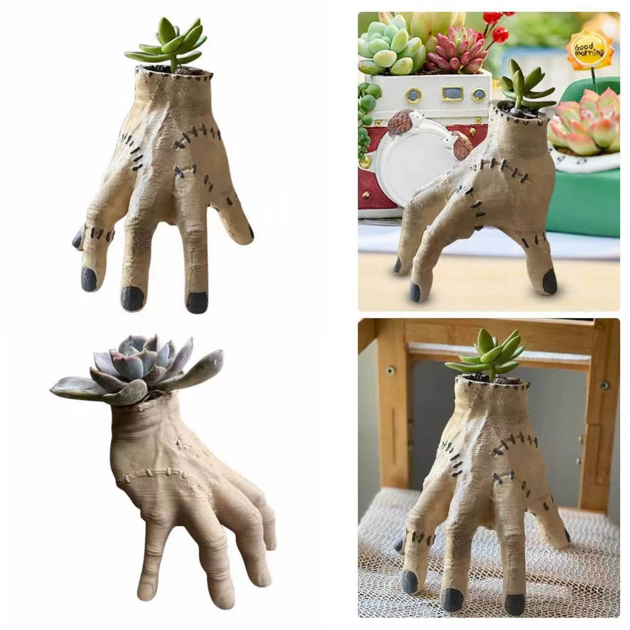 Creative Succulent Resin Flowerpot – Decorative Ornament for Garden and Desktop