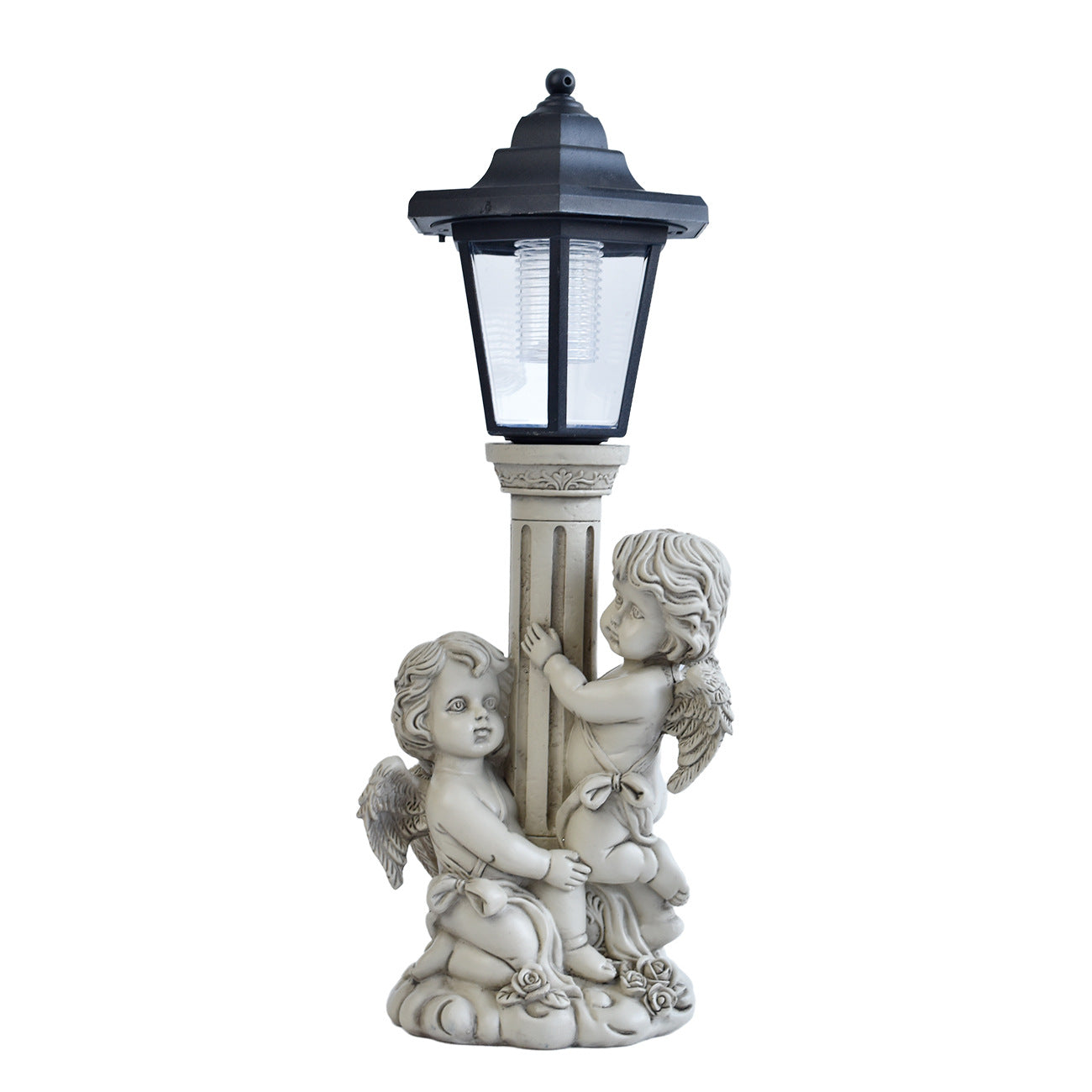 European-Style Roman Column Angel Resin Solar Light – Outdoor Garden & Porch Decoration