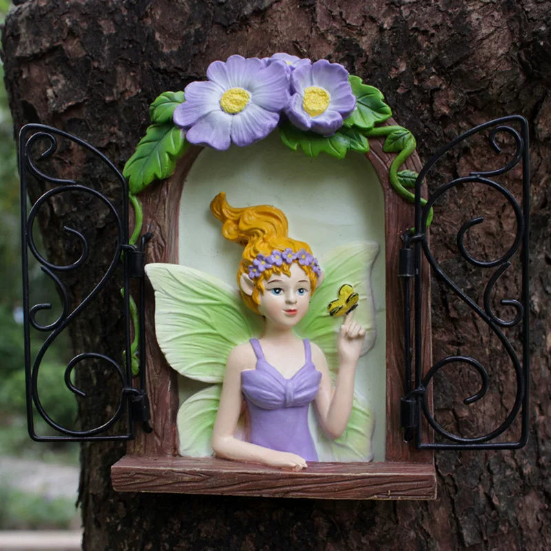 Creative Flower Fairy Resin Hanging Figurine – Decorative Ornament for Garden, Balcony, and Tree