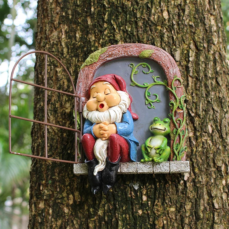 Sleeping Dwarf Tree Pendant – Resin Ornament for Garden and Micro Landscape