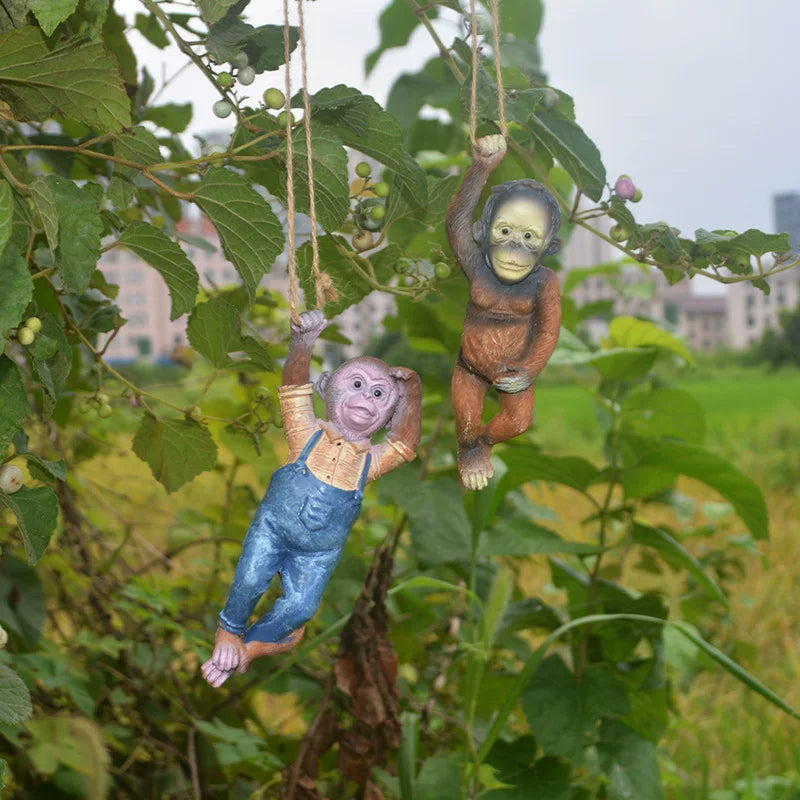 Creative Resin Monkey Pendant – Decorative Tree Ornament for Garden and Courtyard