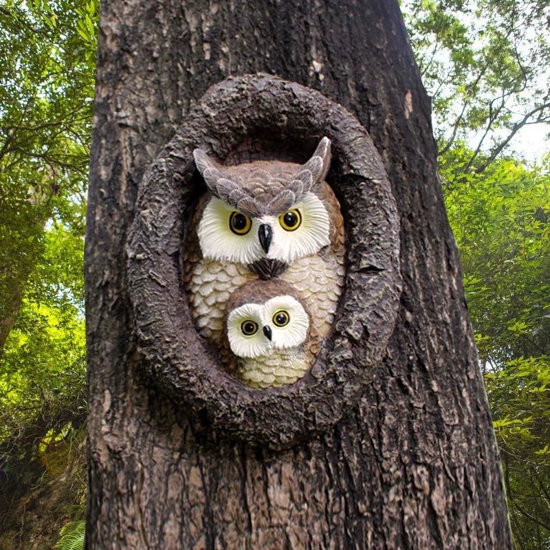 Creative Cartoon Owl Resin Pendant – Decorative Garden and Outdoor Ornament