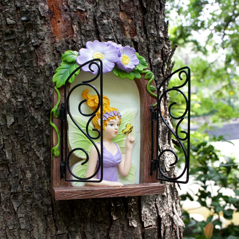 Creative Flower Fairy Resin Hanging Figurine – Decorative Ornament for Garden, Balcony, and Tree