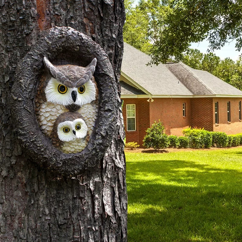 Creative Cartoon Owl Resin Pendant – Decorative Garden and Outdoor Ornament