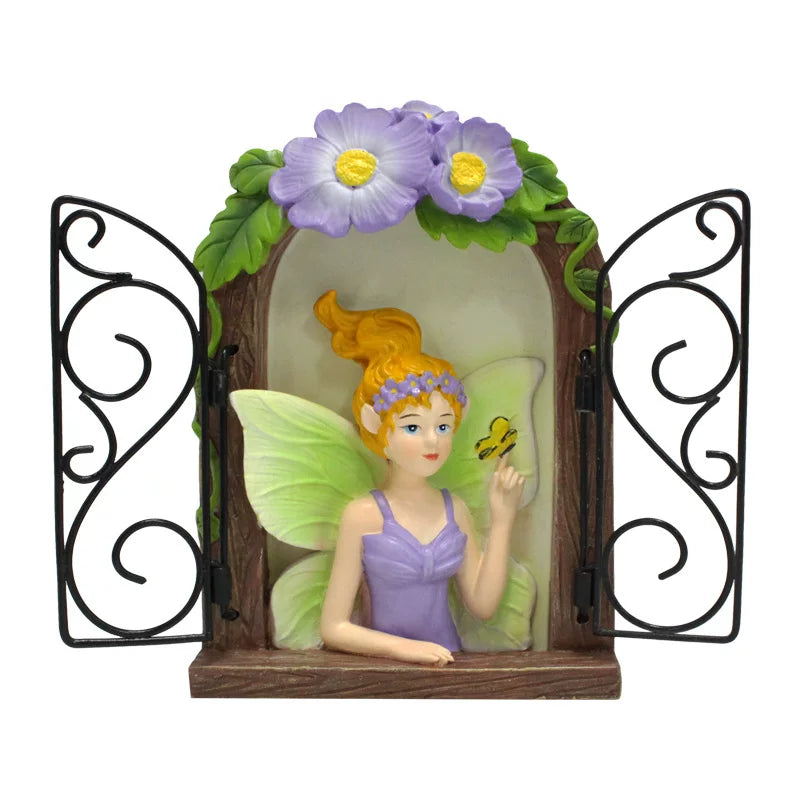 Creative Flower Fairy Resin Hanging Figurine – Decorative Ornament for Garden, Balcony, and Tree