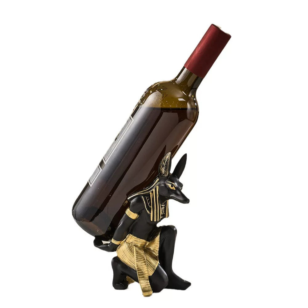 Anubis-Style Resin Wine Rack – Decorative Red Wine Bottle Holder for Home and Wine Cabinet