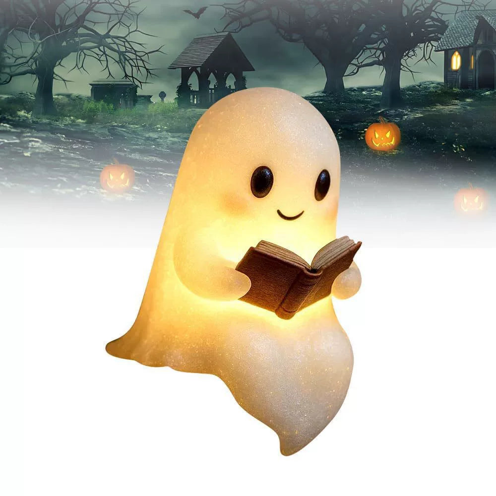 Cute Ghost Resin Desktop Ornament – Creative Night Light Decorative Figurine
