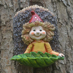 Elf Baby Resin Hanging Figurine – Decorative Leaf Ornament for Garden, Courtyard, and Tree