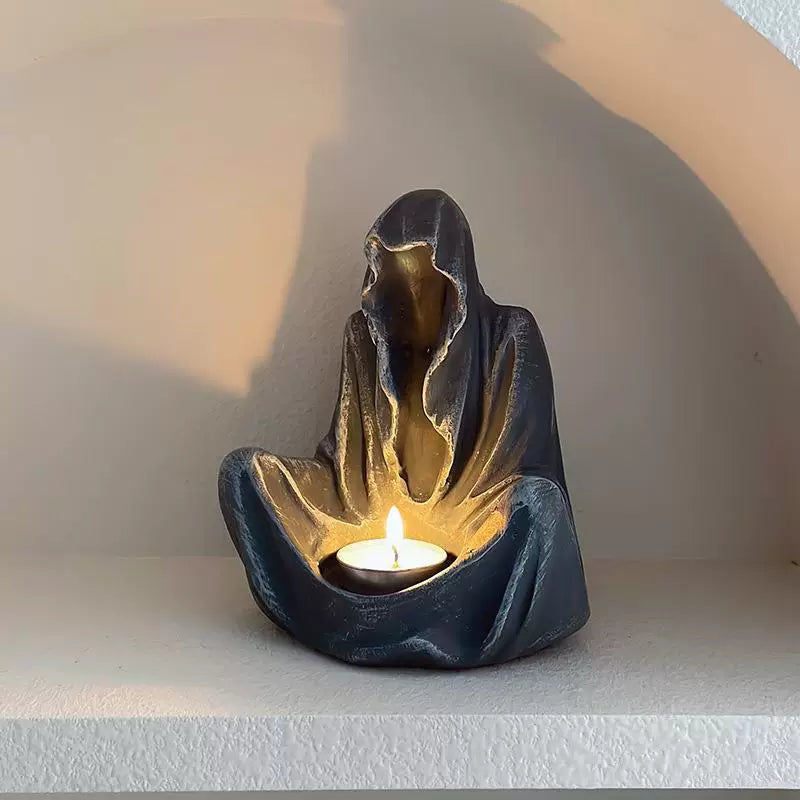 Retro Candle Holder Ornament – Creative Resin Desktop Tray Decoration