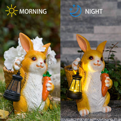 Cute Rabbit Flowerpot with Solar Light – Garden, Outdoor & Courtyard Resin Decoration