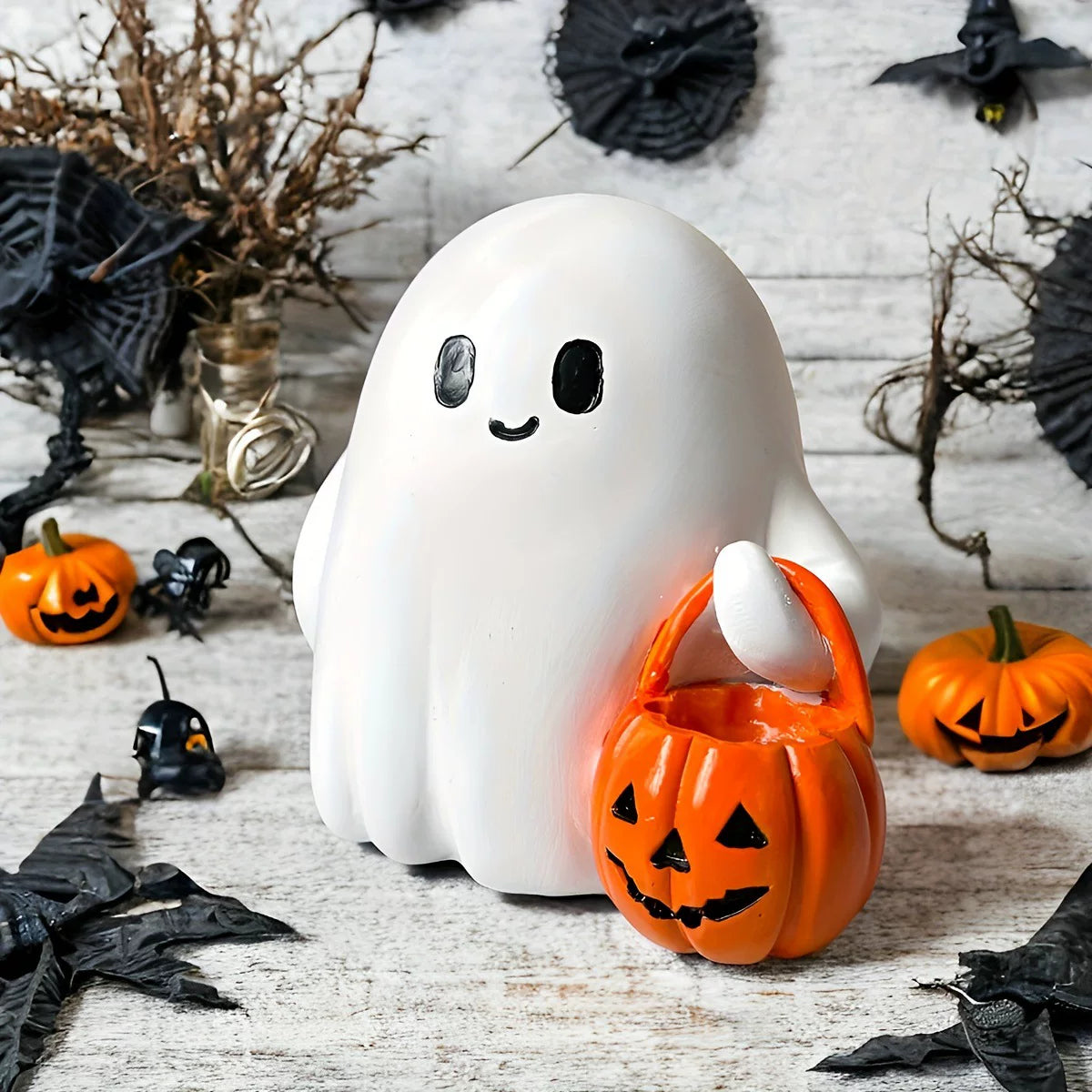 Creative Cute Ghost Resin Ornament – Decorative Desktop Figurine
