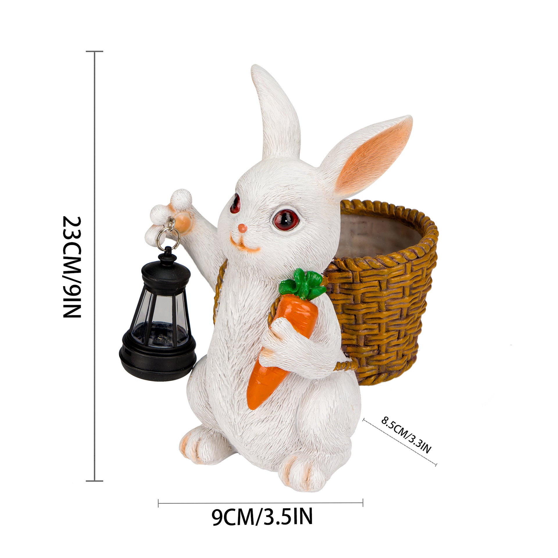 Cute Rabbit Flowerpot with Solar Light – Garden, Outdoor & Courtyard Resin Decoration